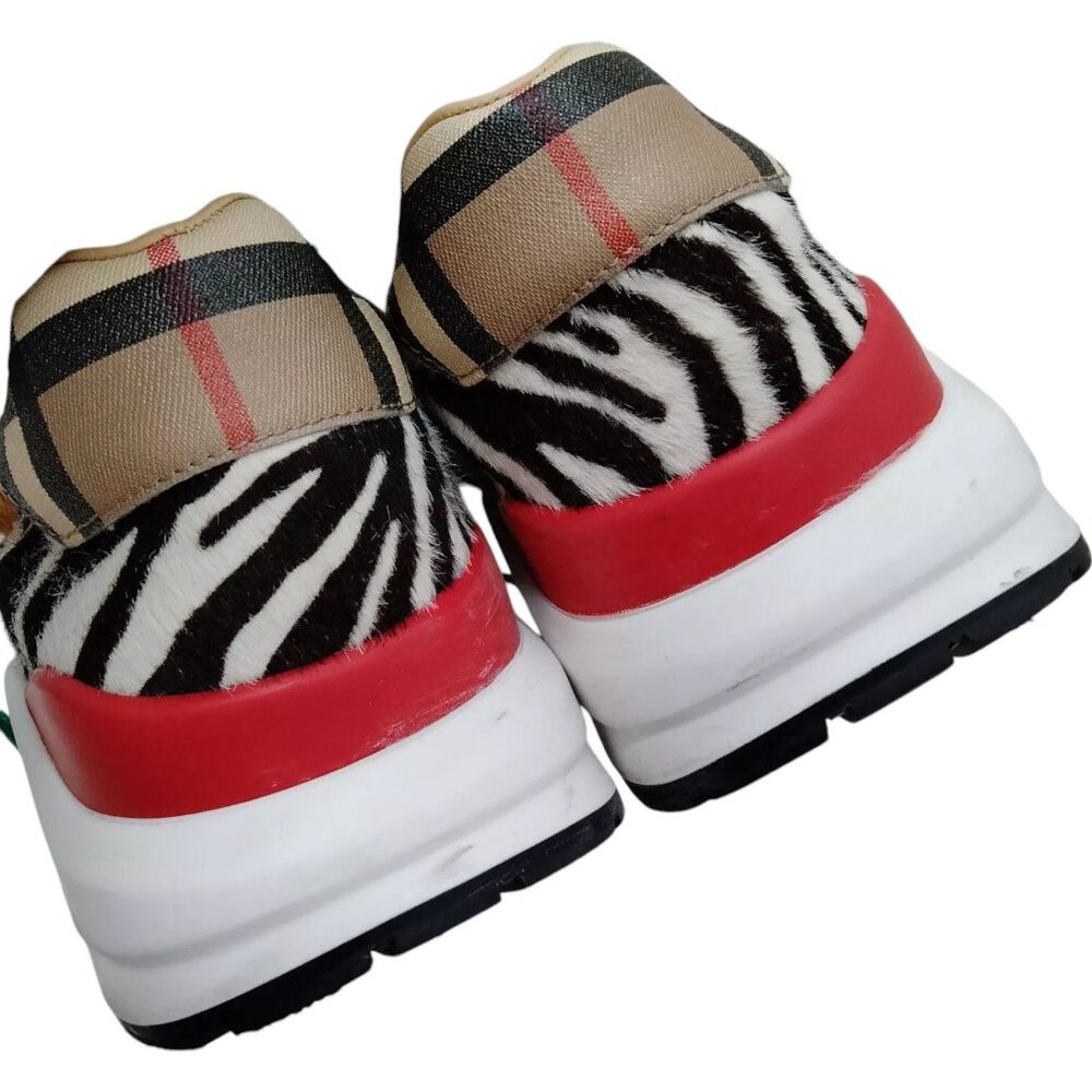 281328AQ (S5) Burberry Shoe London Sneakers Men Brown Leather - Picture 5 of 9